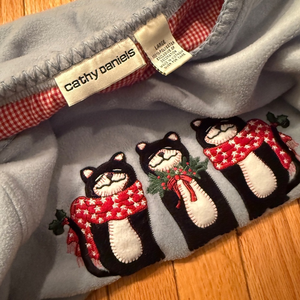 Cathy Daniels Light Blue Sweatshirt with Festive Christmas Cats